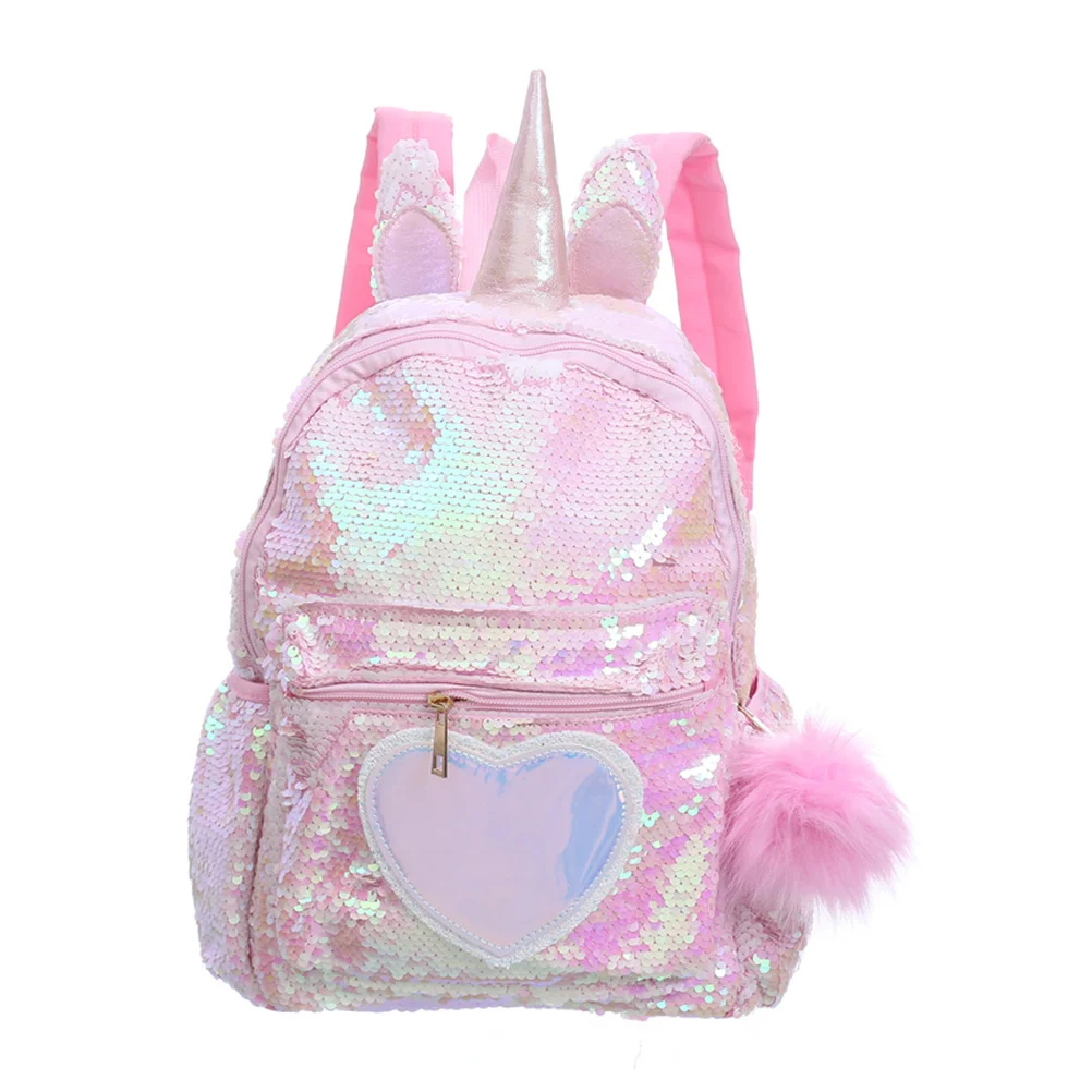 

1pc Backpack Unicorn Hairball Sequin Bookbag Cute Satchel School Bag Backpack Daypack for Kids Children Travel