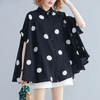 plus size women blouse shirt big size summer casual lady tops tunic print polka dot loose female clothes batwing sleeve