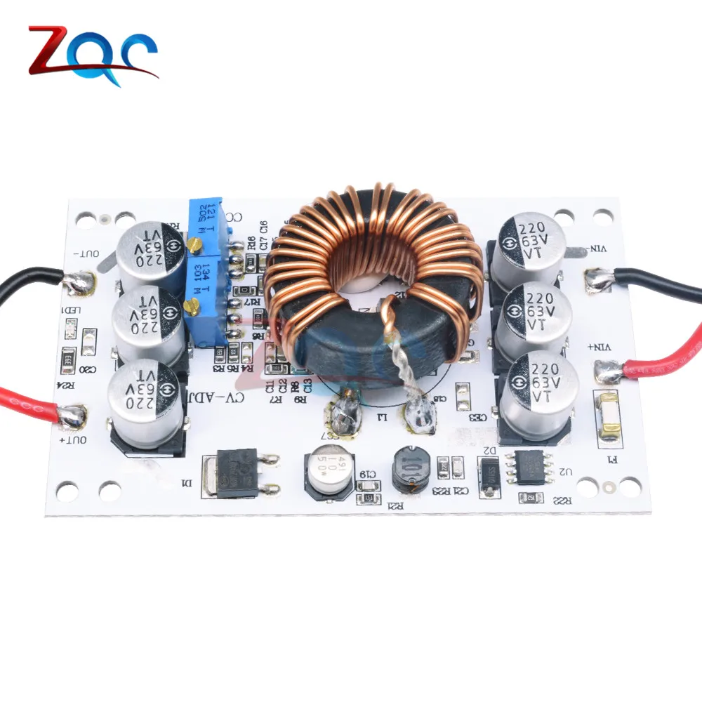 Регулируемый повышающий преобразователь постоянного тока 600 Вт с алюминиевой