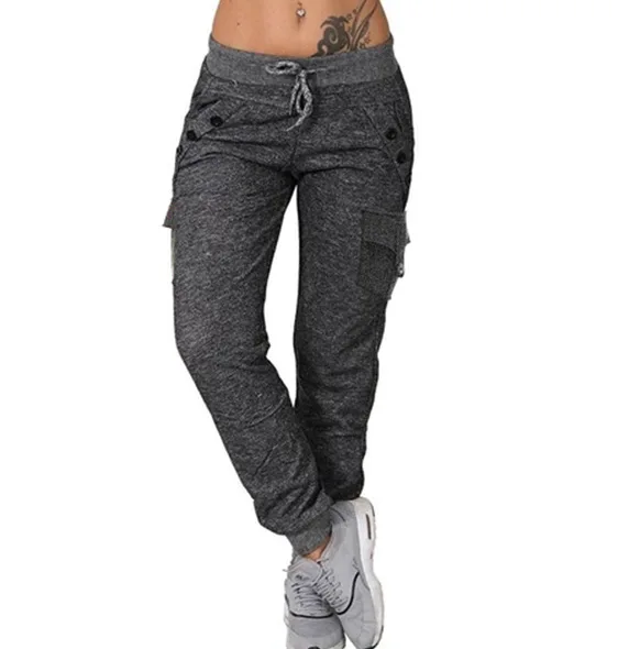 

New Fashion Women Pants Elastic Waist Jogger Pants Sweatpants Workout Pants Trousers with Pocket Sports Running Pants