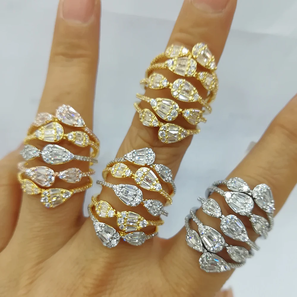 

Blachette Dubai Africa Luxury Exquisite Personality Cubic Zircon Wide Ring Women's Party Daily Anniversary Jewelry Accessories