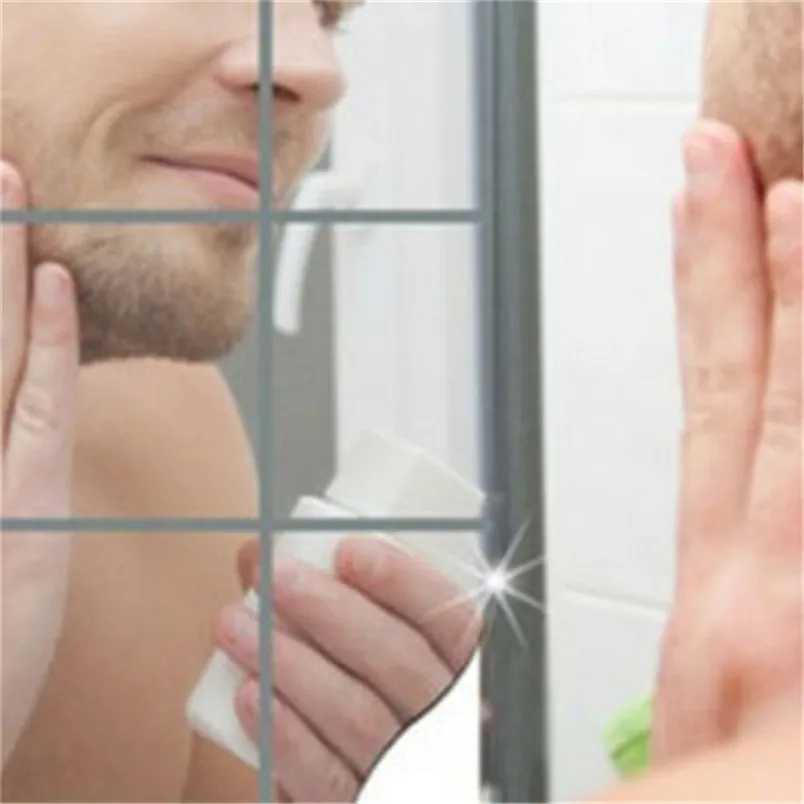 1Set Mirror Sticker Self Adhesive Square Tile Stickers for Bathroom Home Wall Handmade WallPapers 20f24 | Дом и сад