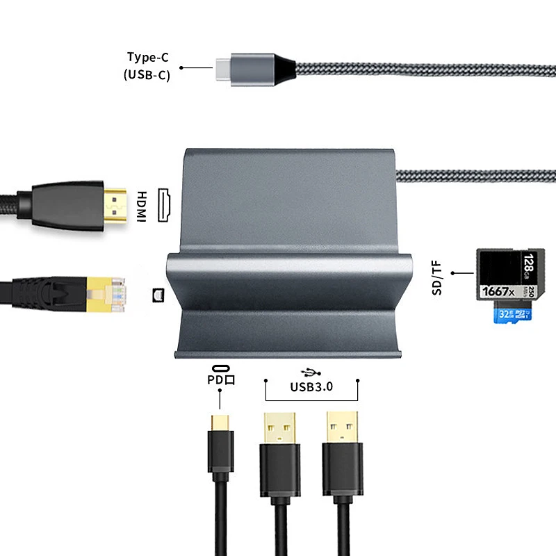 Type C HUB Docking Station USB-C to HDMI Dock Power Adapter Vertical Base with Bracket | Компьютеры и офис