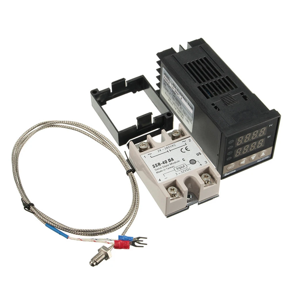 Цифровой 220 в PID REX-C100 регулятор температуры + max.40A SSR K термопара контроллер
