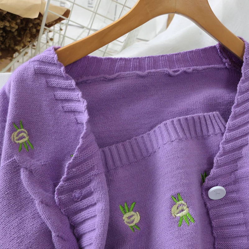 Женский свитер с вышивкой модный Свободный Повседневный укороченный топ в