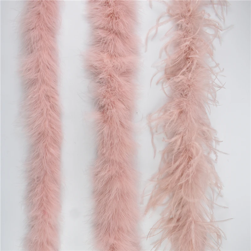 

2Yards Leather Pink Marabou Ostrich Feather Boa Fringe Trim Turkey Feathers for Crafts Shawl Wedding Feathers Decoration Plumes