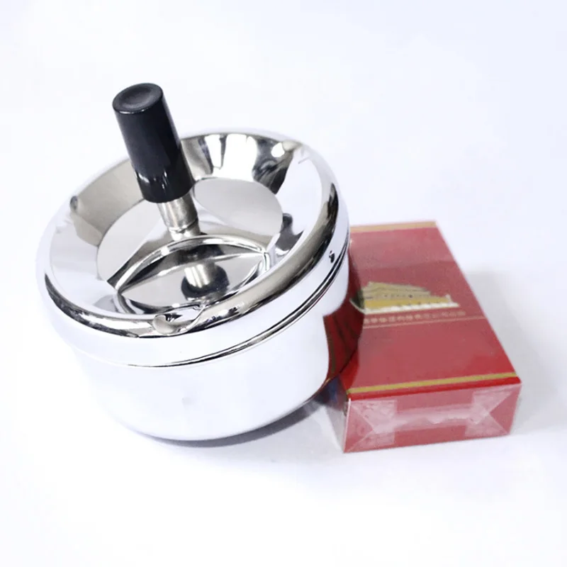 

Smoking Accessories Stainless Steel Ashtray Round Push Down Cigarette Ashtray with Rotating Tray JDH88