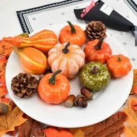 50pcs mini artificial pumpkin fake gourd acorn berries maple leaf halloween decoration for home halloween props diy crafts