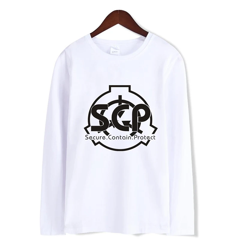 Весенне осенняя футболка Scp Foundation модная мужская и женская Повседневная с