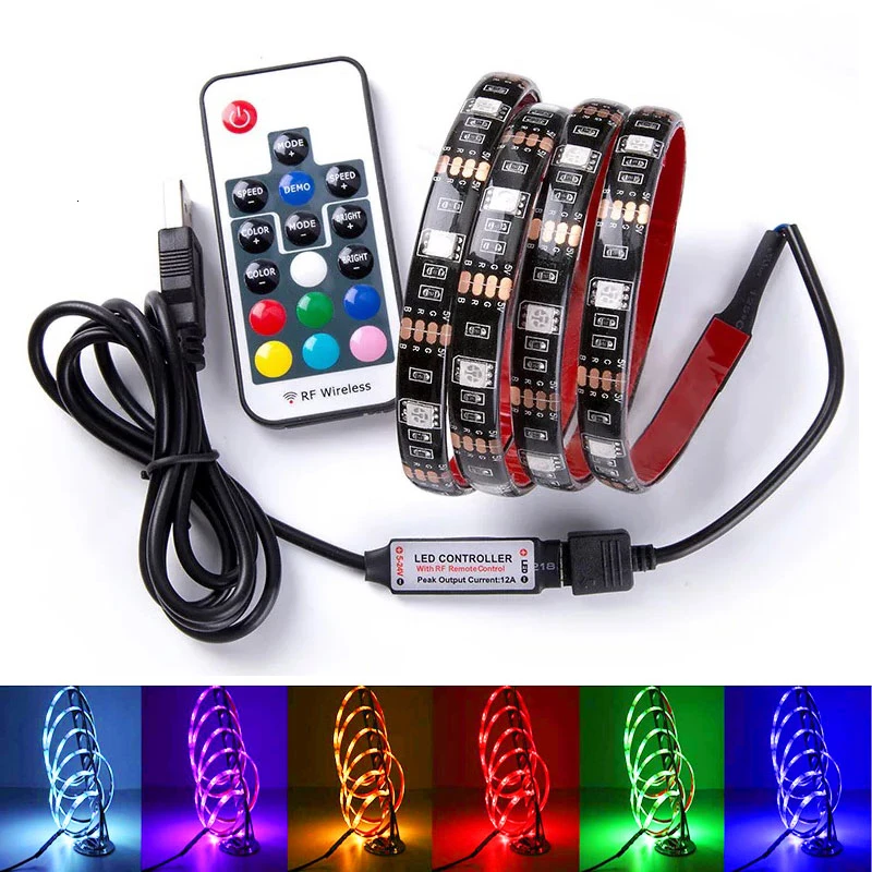 Binval USB RGB 5050 Светодиодная лента светильник водонепроницаемый 1 м 2 м 3 м 4 м 5 м ТВ фоновый светильник декоративный светильник ing с пультом дистанционного управления