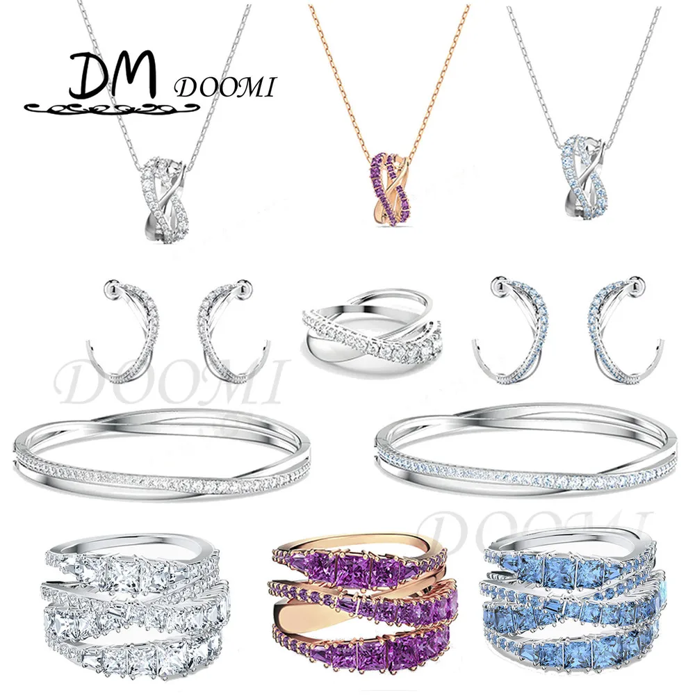 

Fashion Jewelry SWA 1:1 High-quality Multicolor Charming Twisted Geometric Exquisite Necklace Bracelet Earring Romantic Gift