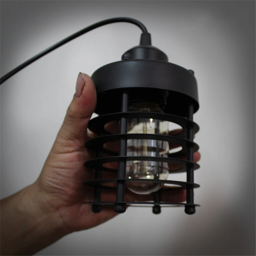 Американский винтажный Лофт подвесные светильники черный металлический