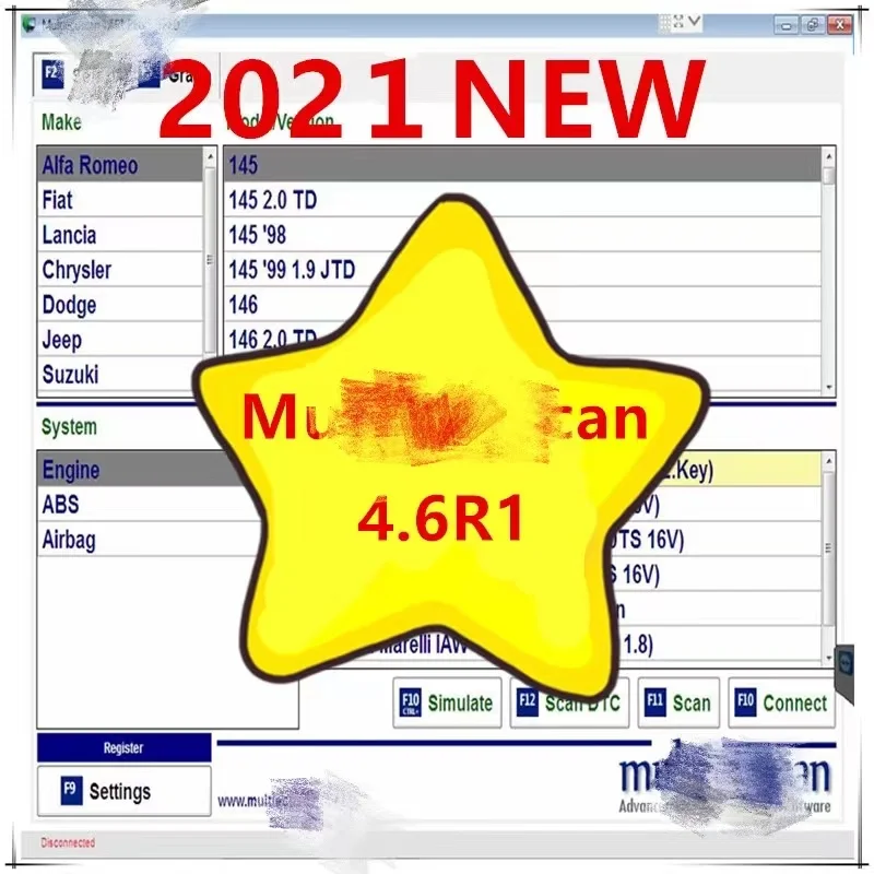 

2021 Hot Sell For Fiat Can Work With ELM327 Mult///iEcu///Scan V4.6 Registered Unlimited Multi E/cu Scan