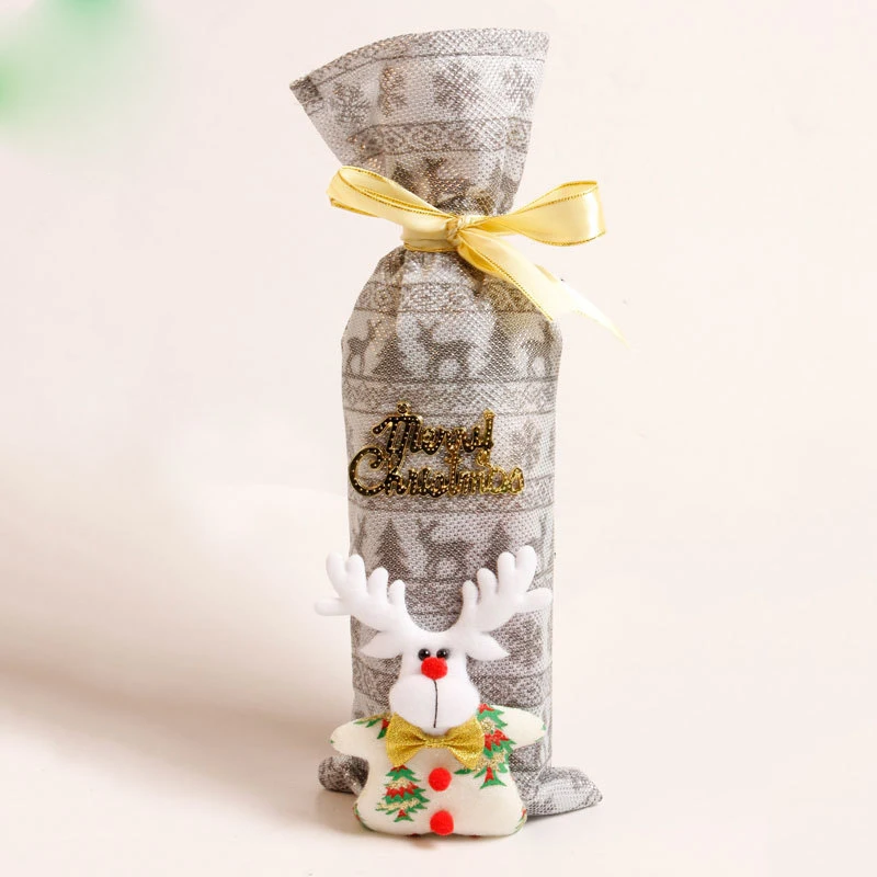 1 шт. рождественские украшения для дома Санта Клаус чехол бутылки вина мешок Noel