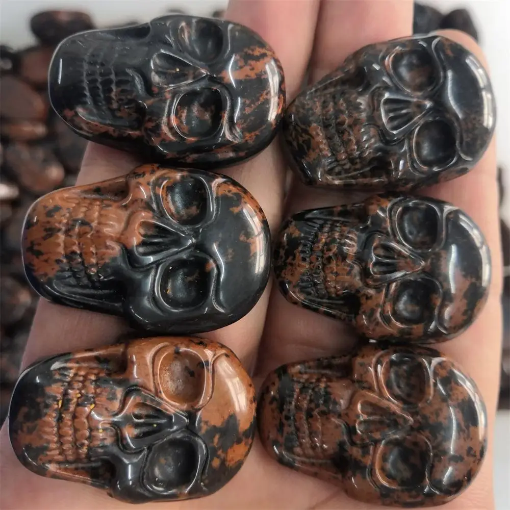 

1pc Natural Red Obsidian Crystal Skull Natural and Mineral Stones Halloween Gift stones for Luck