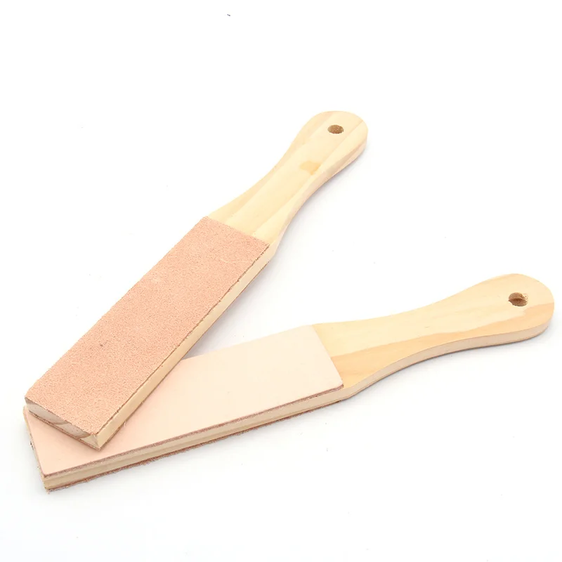 Кожаный точильный ремень с деревянной ручкой ручная работа полировальная доска