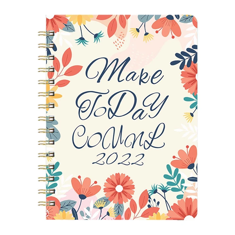 

Еженедельный и ежемесячный планировщик A5 календарная книга, планировщик и органайзер 2022, блокнот с спиральной обвязкой