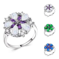 pretty gift for women girls finger ring white fire opal size 6 10 wedding rings fashion