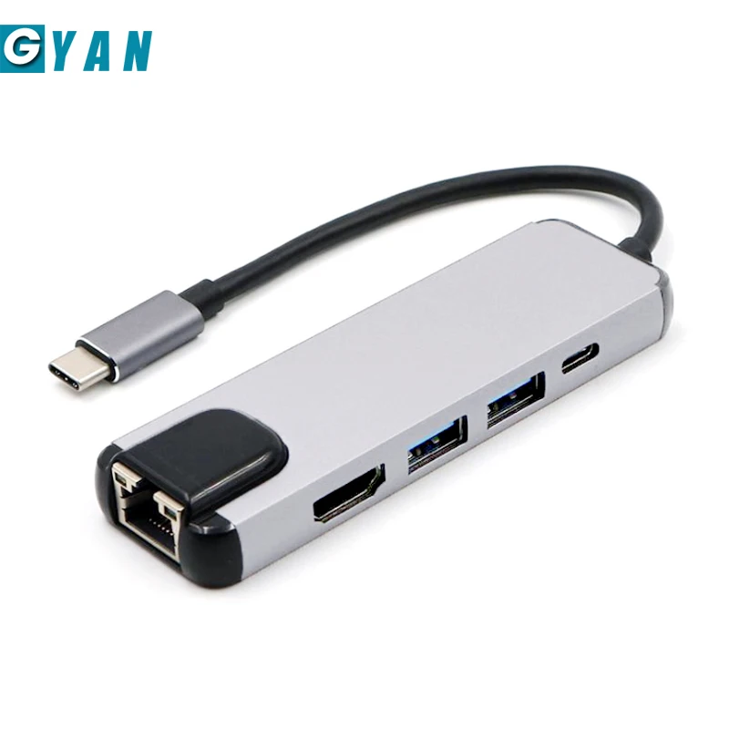 USB C концентратор 5 в 1 Hdmi Gigabit Ethernet адаптер для Macbook Air Pro 2018 Тип к Rj45 Lan со стандартным