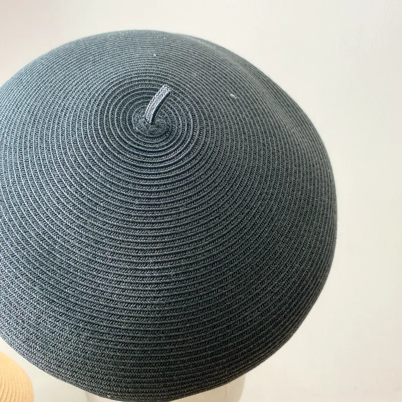 

Natural Straw Beret Female British Retro Spring Summer Berets Women Korean Japanese Painter Hat Fashion Artist Cap
