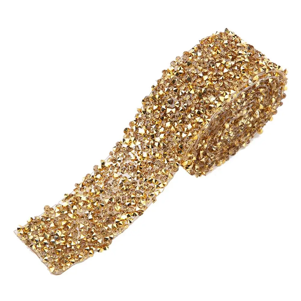 1yard 30mm Diamond Mesh Wrap Roll Sparkle Crystal Rhinestone Ribbon Decoration (Gold) for wedding birthday or other events | Дом и сад