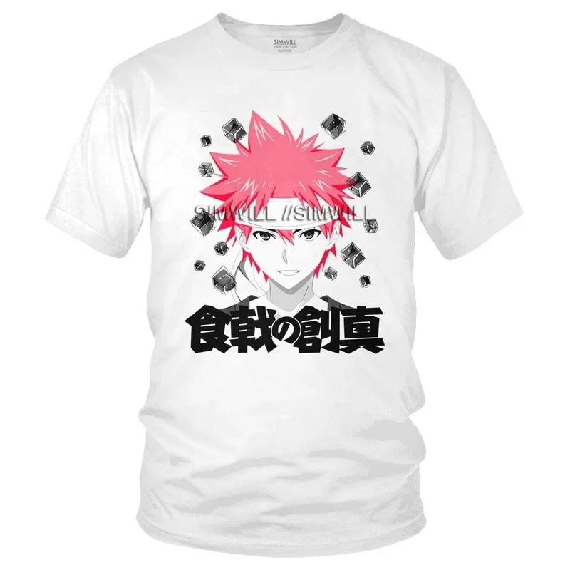 

Футболка Shokugeki No Soma с изображением пищевых войн, Мужская новинка, хлопковая футболка с коротким рукавом, Аниме Манга, юкихира, крутая футболк...