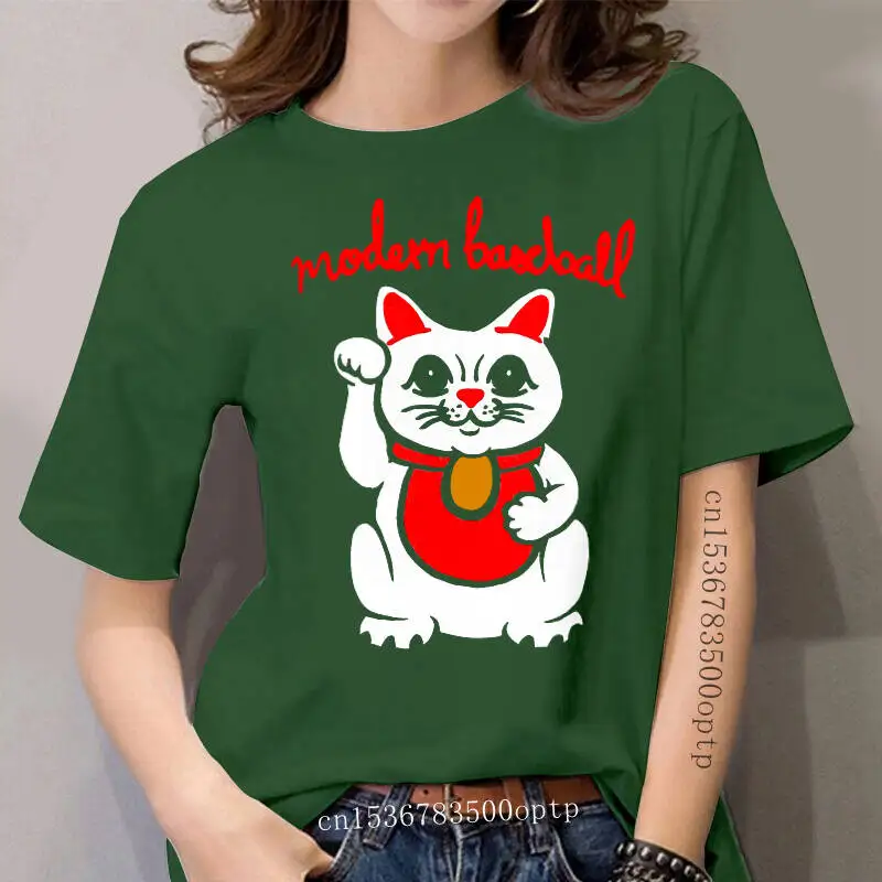

Modern Baseball women Beckoning Cat Slim Fit T Shirt Large Black Rockabilia