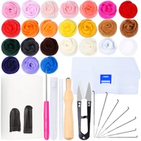 lmdz 24 colors needle felting kit wool felting tools felting fabric materials accessories package with felting tool instruction