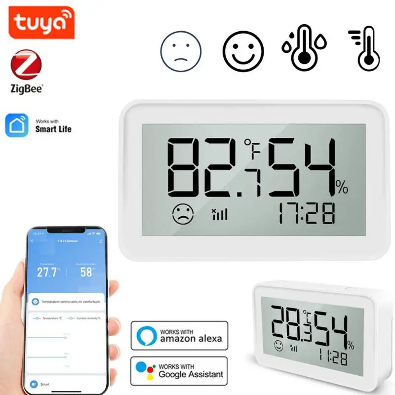

Tuya Wireless Wifi Smart Home Temperature And Humidity Sensor With LED Screen Works With Google Assistant Alexa Smarthome