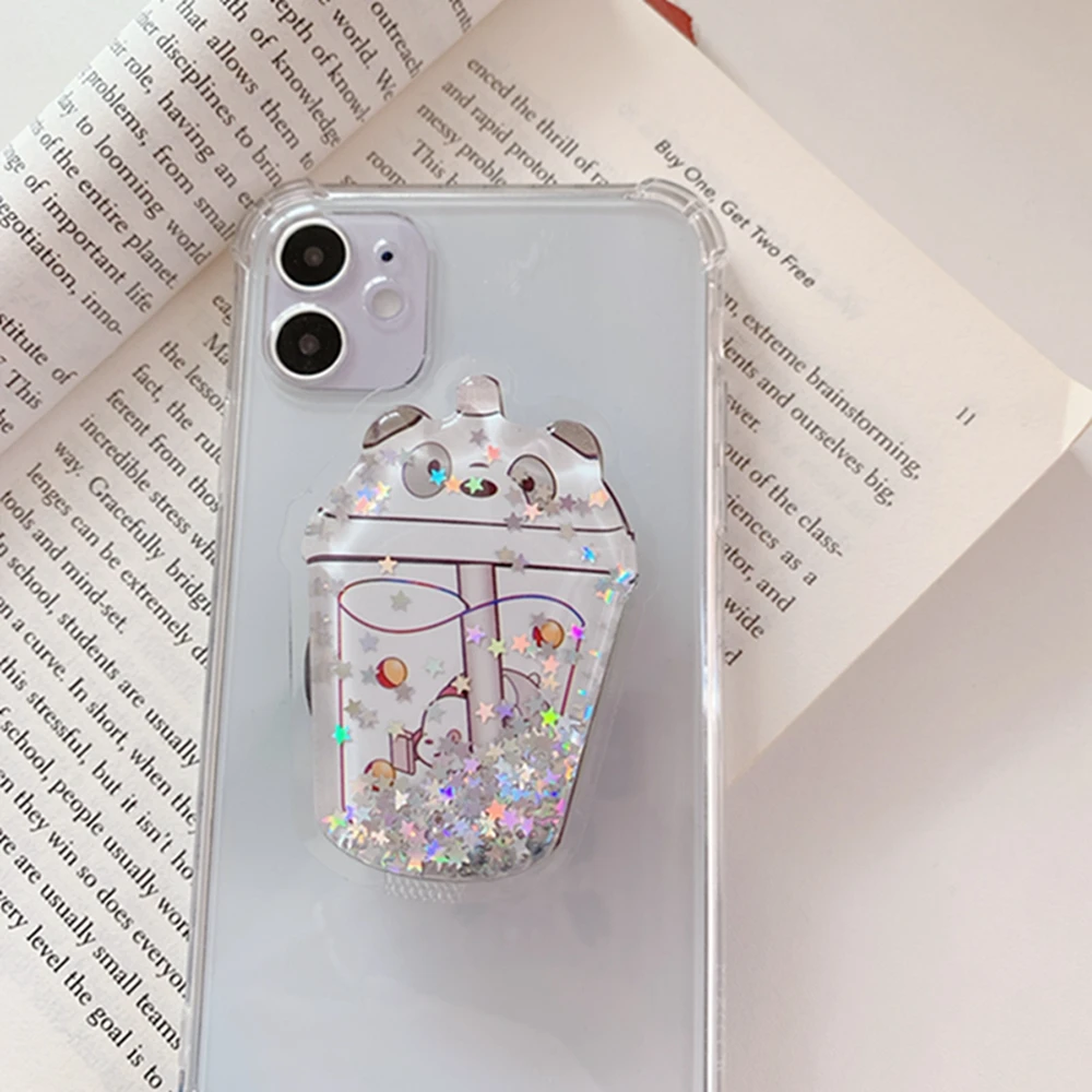 squishy cartoon quicksand liquid lovely kids phone holder portable bracket adjustable folding stander for iphone samsung huawei free global shipping