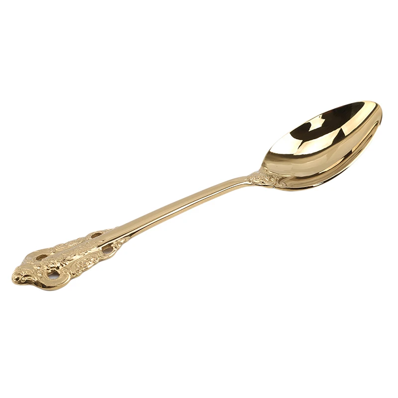 Golden meal spoon Винтажный Ретро набор золотой посуды с тиснением, набор из нержавеющей стали 304, золотой нож, вилки, западные столовые приборы - Цвет: Golden meal spoon