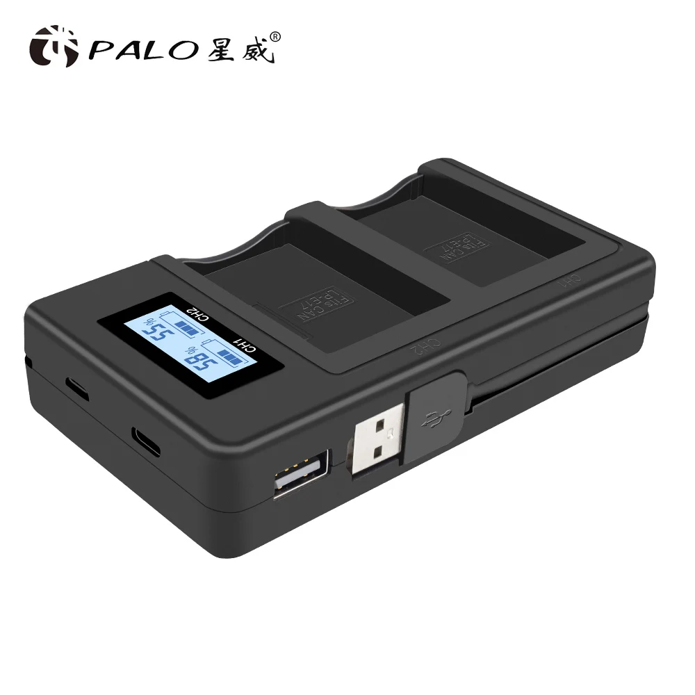LP-E17 charger PALO LP-E17 LPE17 LP E17 зарядное устройство ЖК-дисплей Интеллектуальный двойной слот для камеры Canon EOS 750D 200D 760D T6i T6S M3 M5 X8i - Цвет: LP-E17 charger