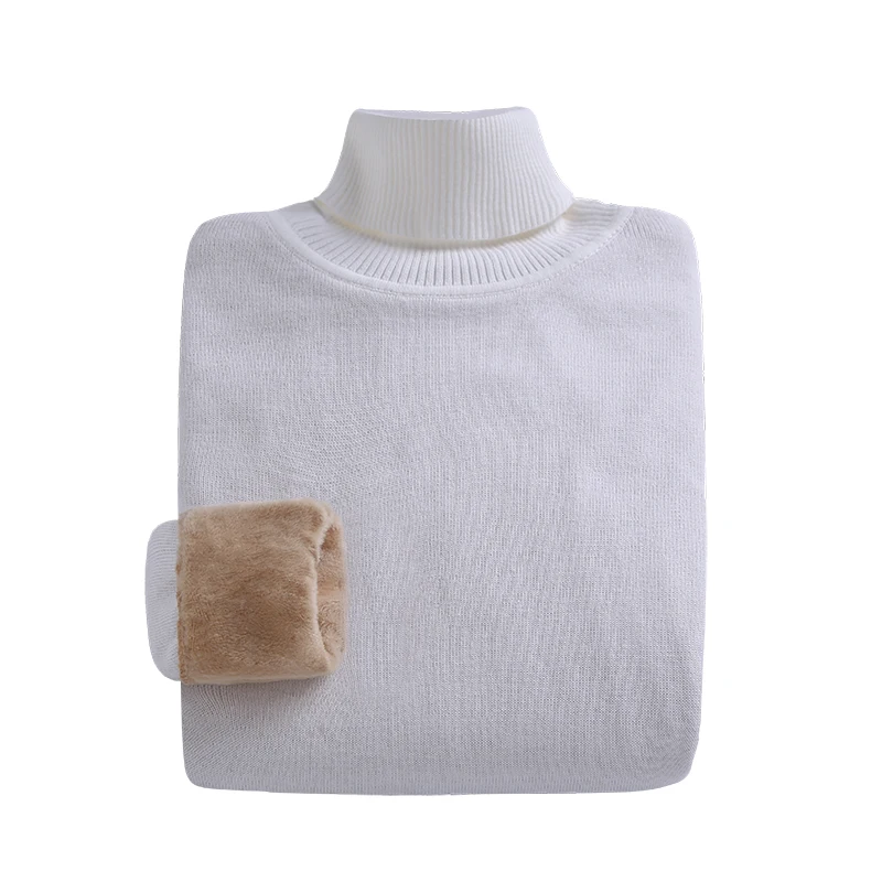 Мужской Однотонный свитер с высоким воротником утепленный хлопковый в Корейском