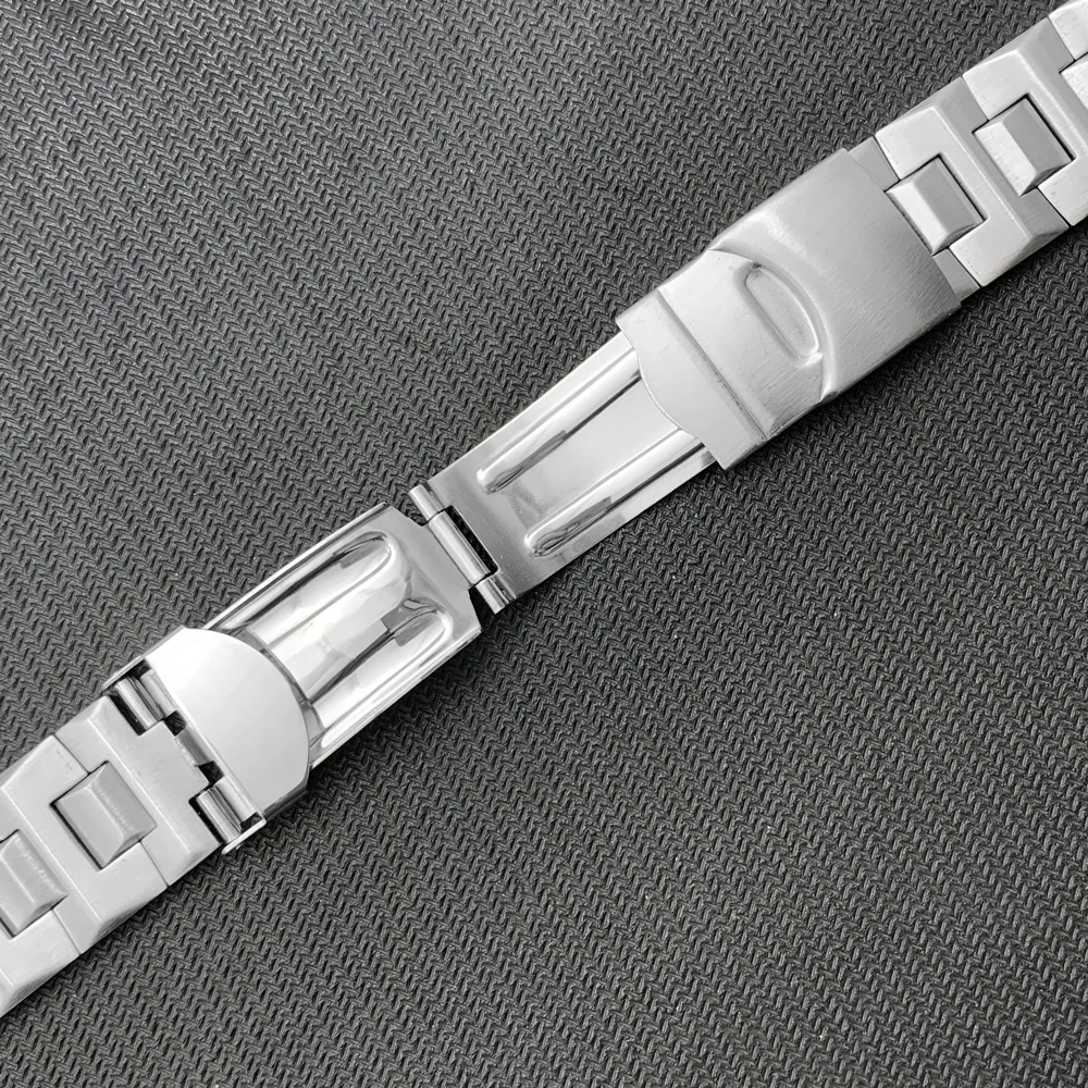 Ремешок из нержавеющей стали 19 мм Серебряный двойной глубокие углубления замена