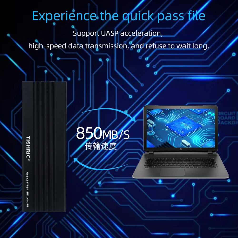 Чехол TISHRIC для жесткого диска с USB3.1 на NVME корпус интерфейсом Type C 3 ТБ внешнего