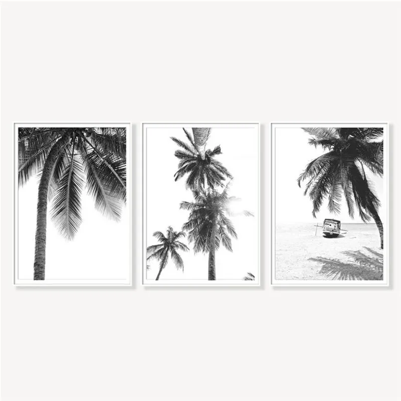 

Fashion Adornment Picture Coconut Trees Cars Style Spray Oil Canvas Painting Personality Draw Core Household Living Room Decor