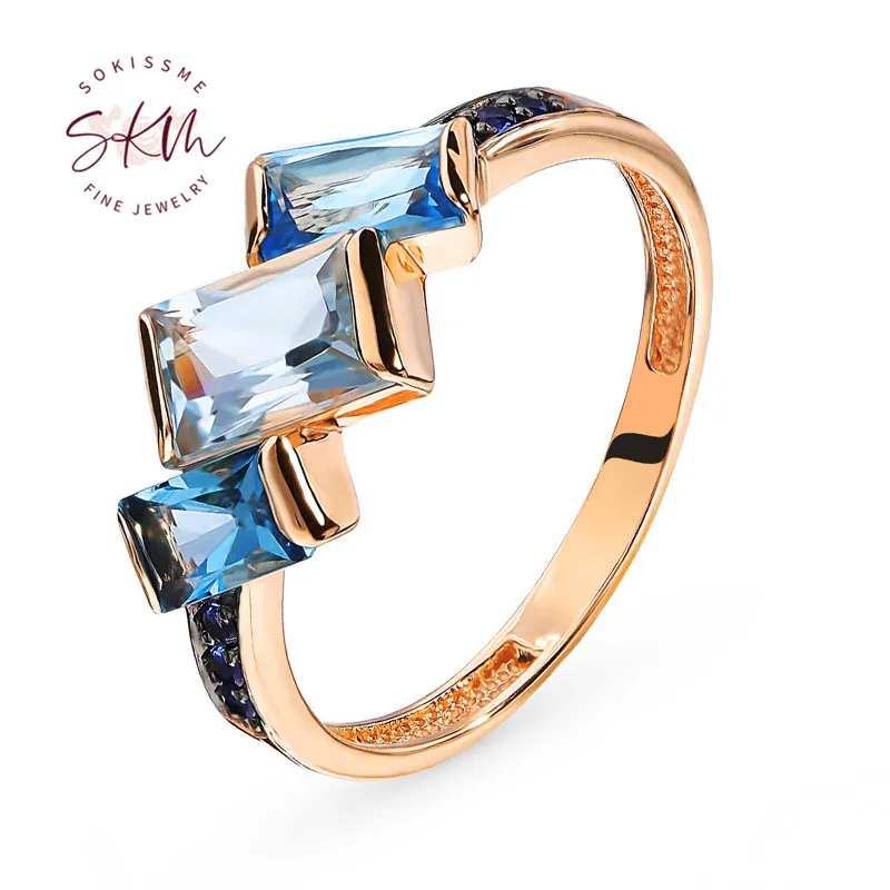 

SKM дизайнерские кольца с топазом из розового золота 14 к для женщин, трендовые обручальные кольца, дизайнерские Роскошные ювелирные украшени...