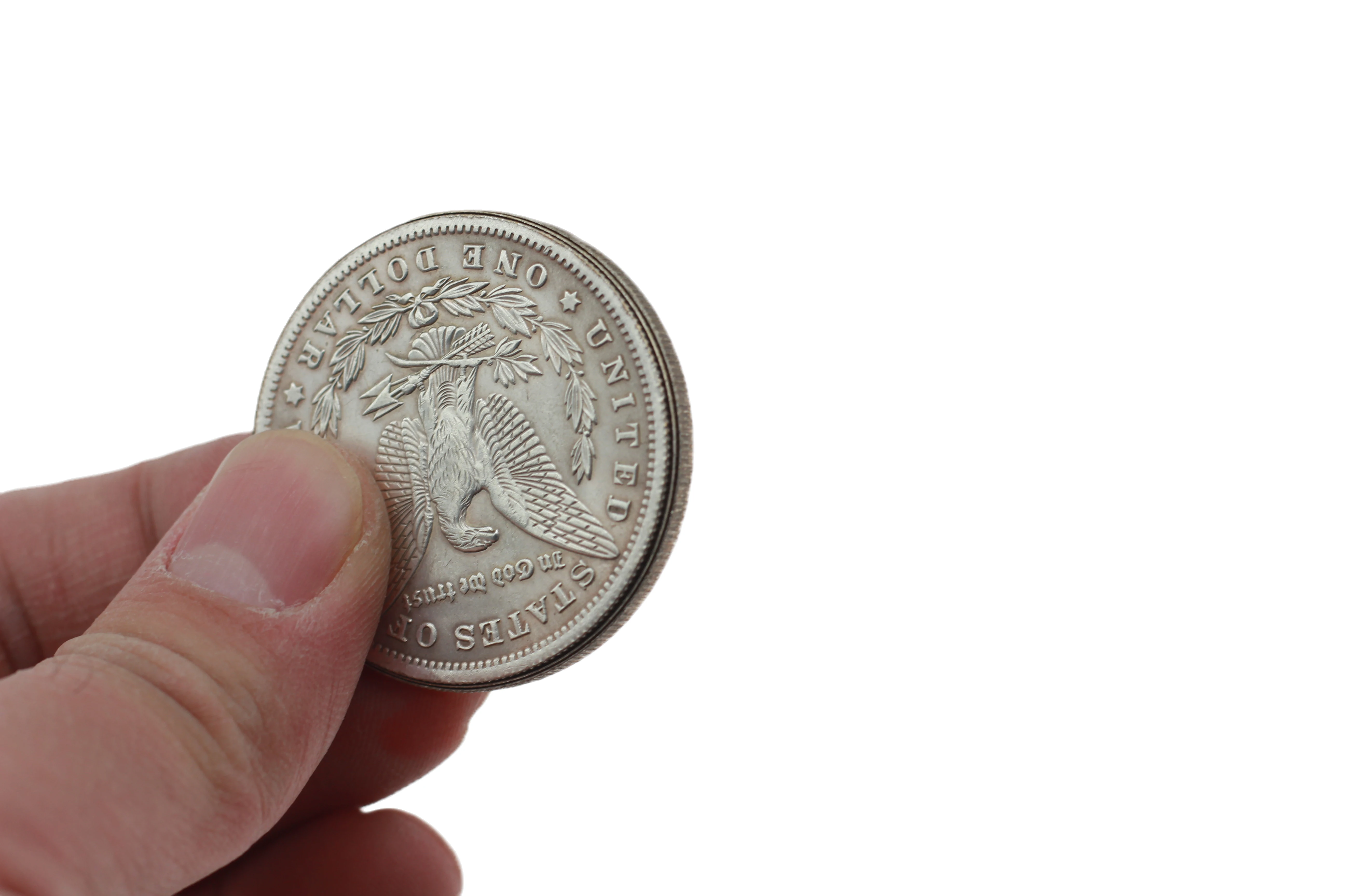 Triad Coins (Morgan Gimmick) волшебные трюки Производят замену трех монет Magia крупным планом