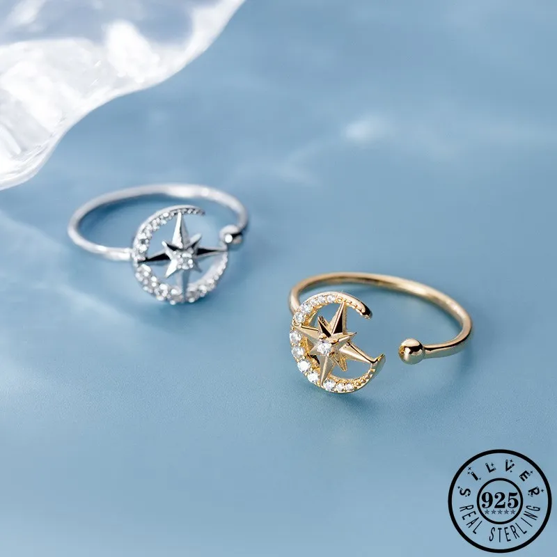925 Стерлинговое Серебро кубического циркония Луна Звезды золото Цвет покрытием