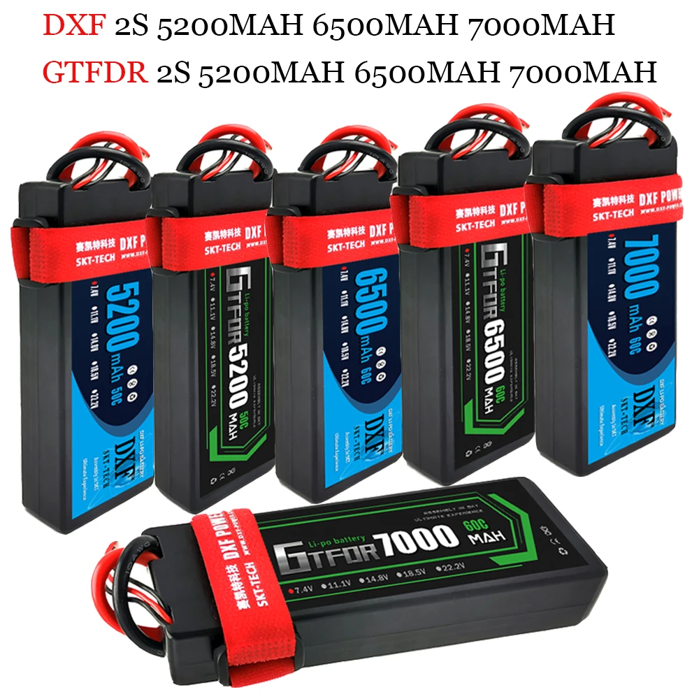 DXF GTFDR  Lipo Battery 2S 7.4V 11.1V 14.8V 5200mah 6500mah 7000mah 8400mah 8000mah 6750mah for RC Car Truck Buggy Arrama Xxmax