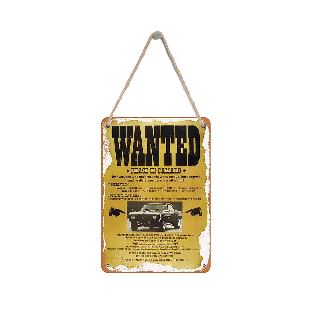 

Isaric деревянный подвесной знак 8X12 дюймов 1969 Болдуин Motion Camaro Забавный деревянный знак