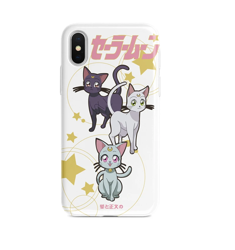 Милый чехол для телефона с мультяшными животными котами аниме Сейлор Мун IPhone 8/7