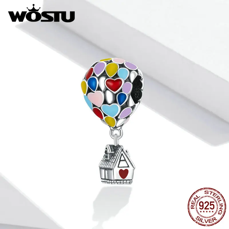 

Wostu Hot Air Balloon Beads 925 Sterling Silver Charms Fit Original Bracelet Pendant Zircon Beads Fine 925 Jewelry Gift DAC417