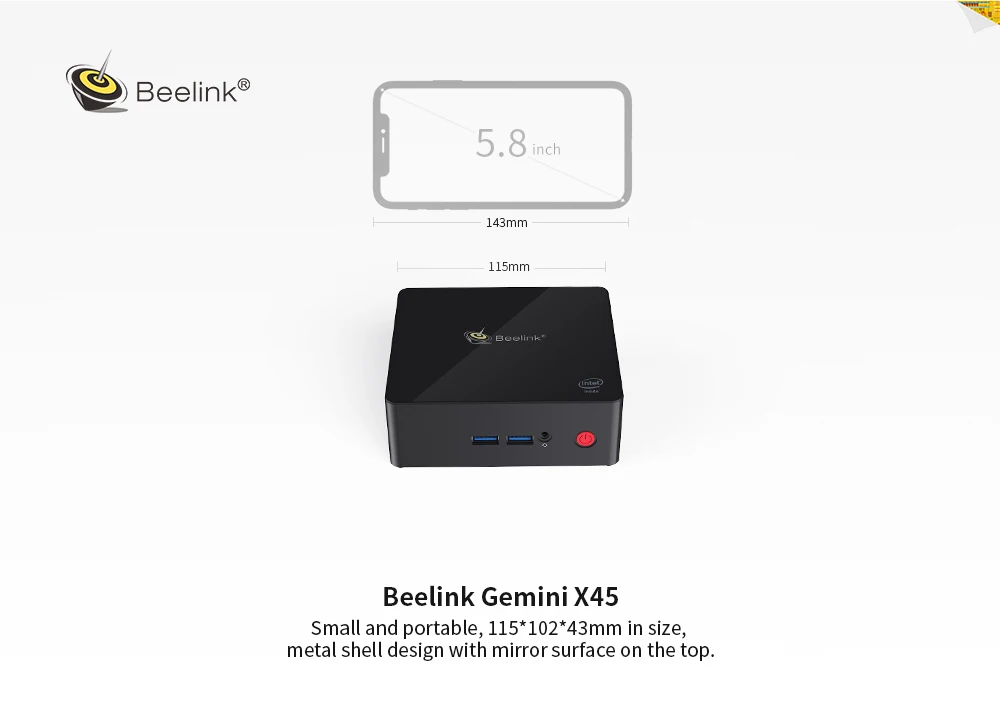Beelink Gemini X45 мини ПК LAKE J4105 Win10 8 ГБ ОЗУ 128/256/512 mSATA SSD USB 3 0 1000 Мбит/с Wi Fi BT4.0 4K USB3.0 Linux|Мини