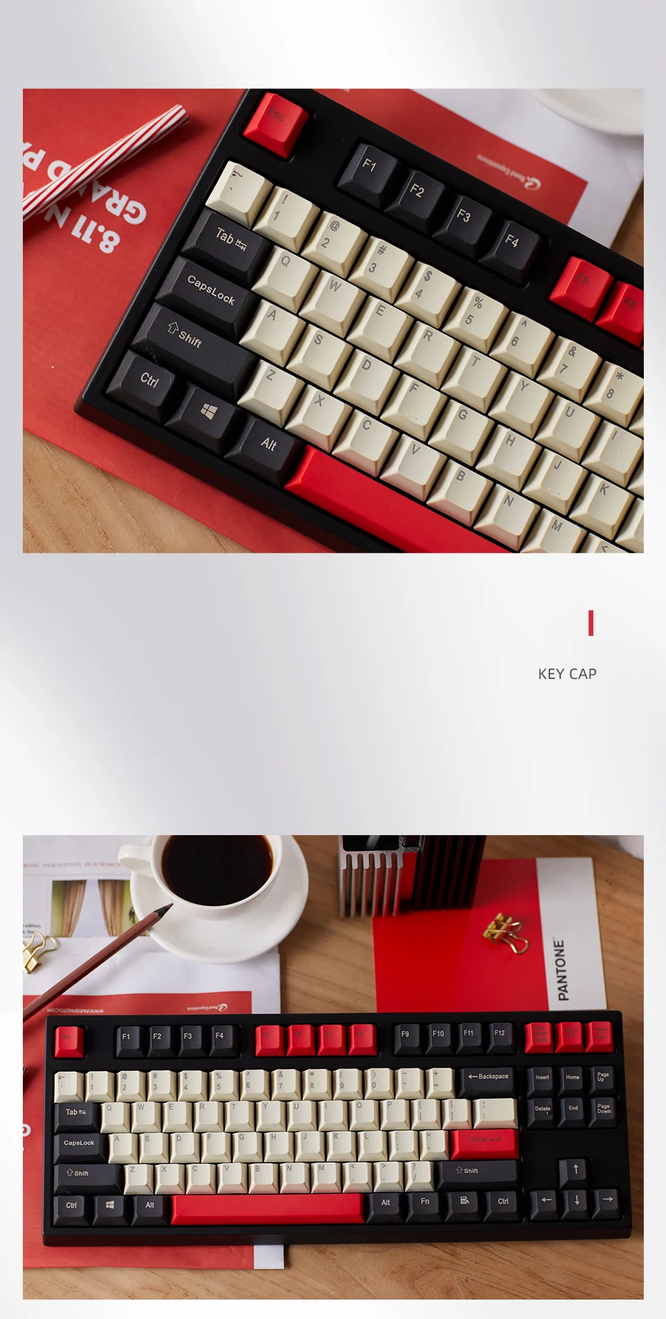 PBT ключ Кепки ANSI сбоку/положительный/спереди рубашка с принтом в виде вишен MX Кепки Набор для TKL 87/104/108/60% игровая клавиатура подходит Anne Akko X уточка