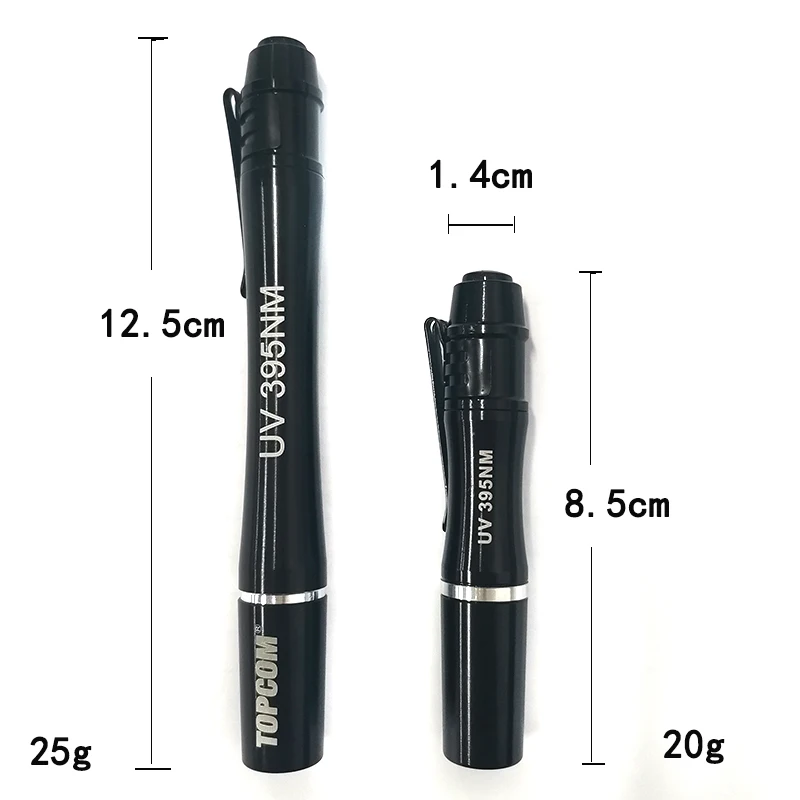 TopCom 3 W mini Карманный 2AAA Батарея питание 395nM 380nM 365nM ультрафиолетового Алюминий