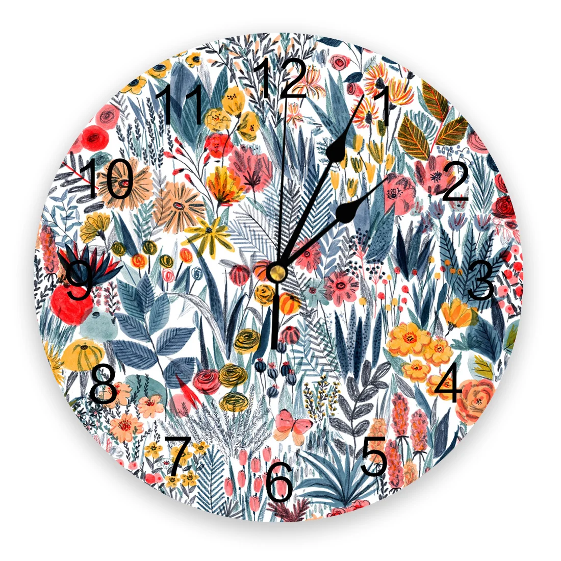 

Flowers Wall Clock Home Decor Bedroom Silent Oclock Watch Wall for Kitchen Living Room Wall Digital Clock