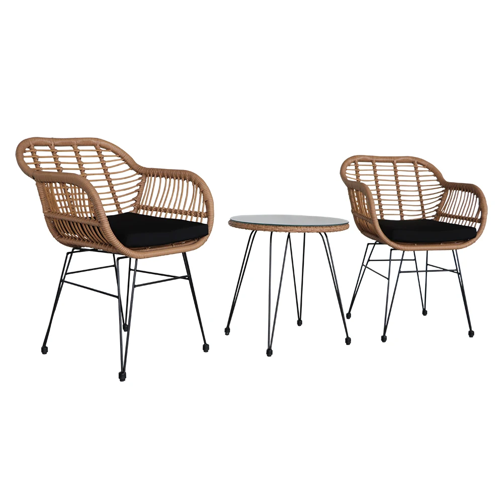 

Fast Delivery Outdoor Rattan Chair Balcony Courtyard Combination Rattan Table and Chair Furniture Villa Garden Lounge Chairs US