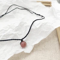 fashion natural strawberry crystal necklace women korean simple rope chain kawaii choker vintage jewelry