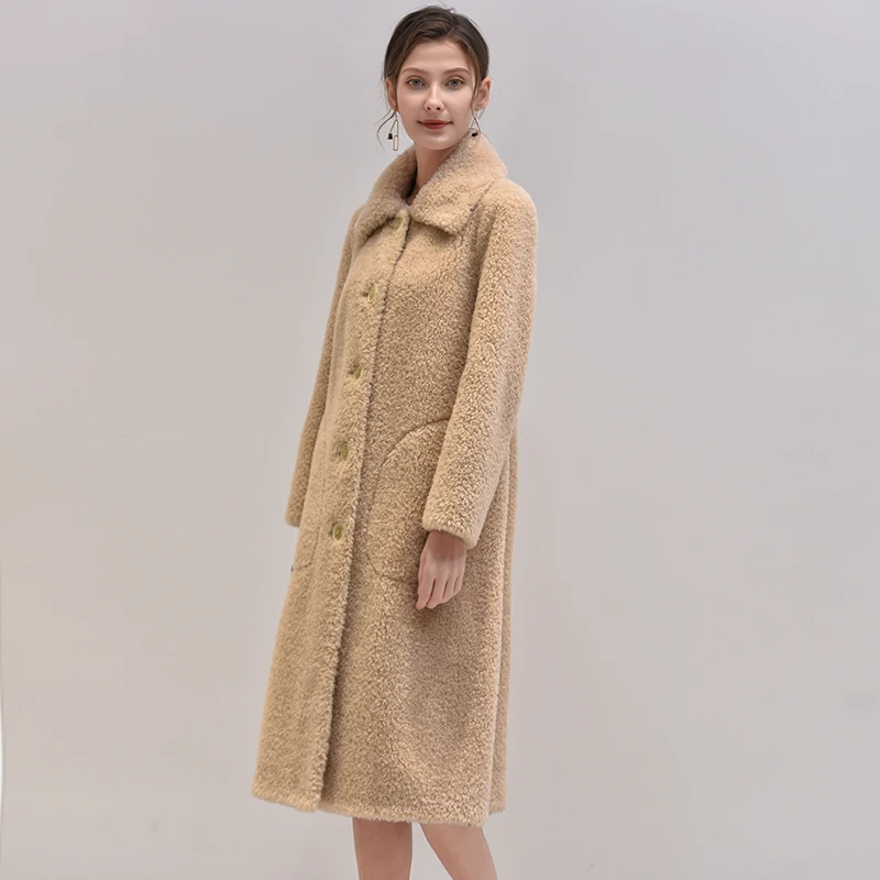 ZHICHU розовая мохнатая Женская шерстяная шуба уличная Осенняя зимняя теплая